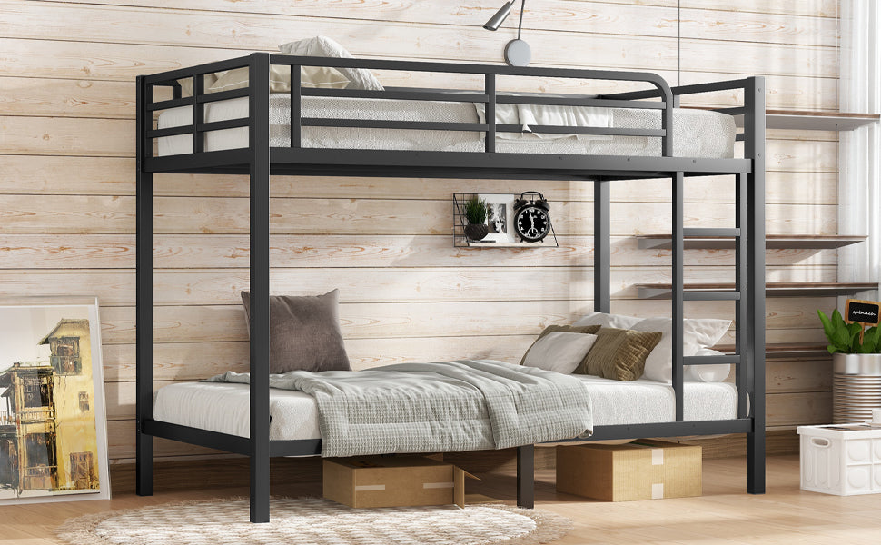 Metal Twin XL over Twin XL Bunk Bed for Teens and Adults,Space-Saving/Noise Reduced/No Box Spring Needed, Black