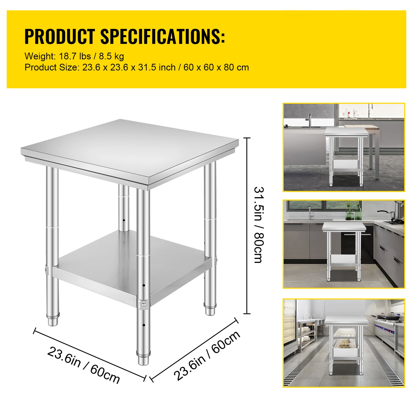 Stainless Steel Commercial Kitchen Work Food Prep Table 24"x 24"