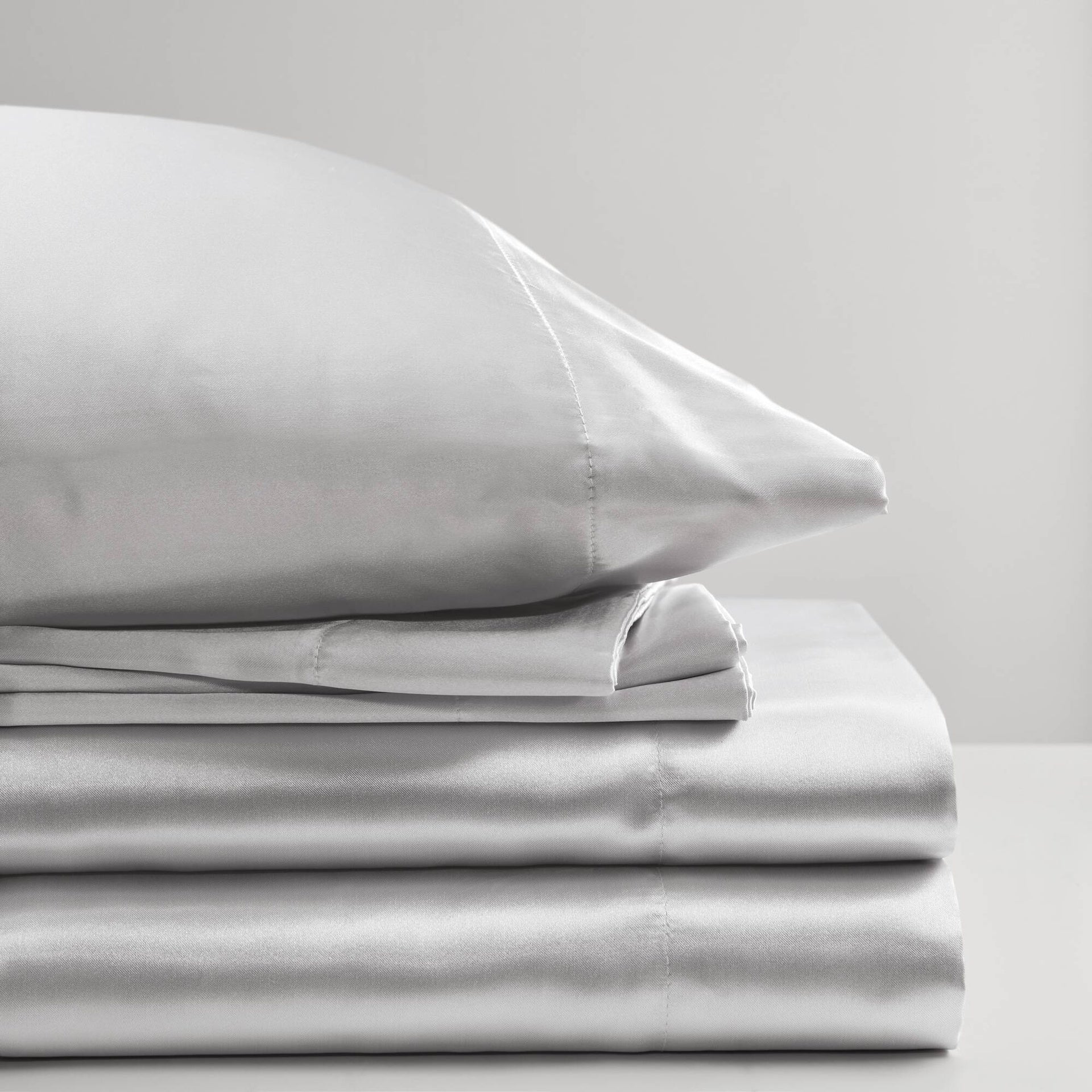 4 PCS Twin Luxury Sheet Set Light Grey