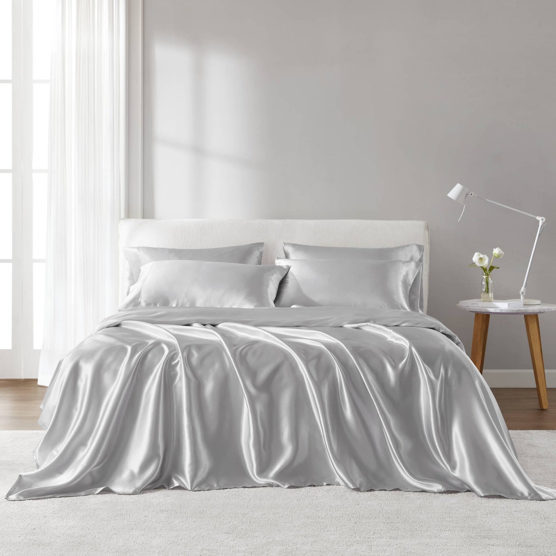 4 PCS Twin Luxury Sheet Set Light Grey