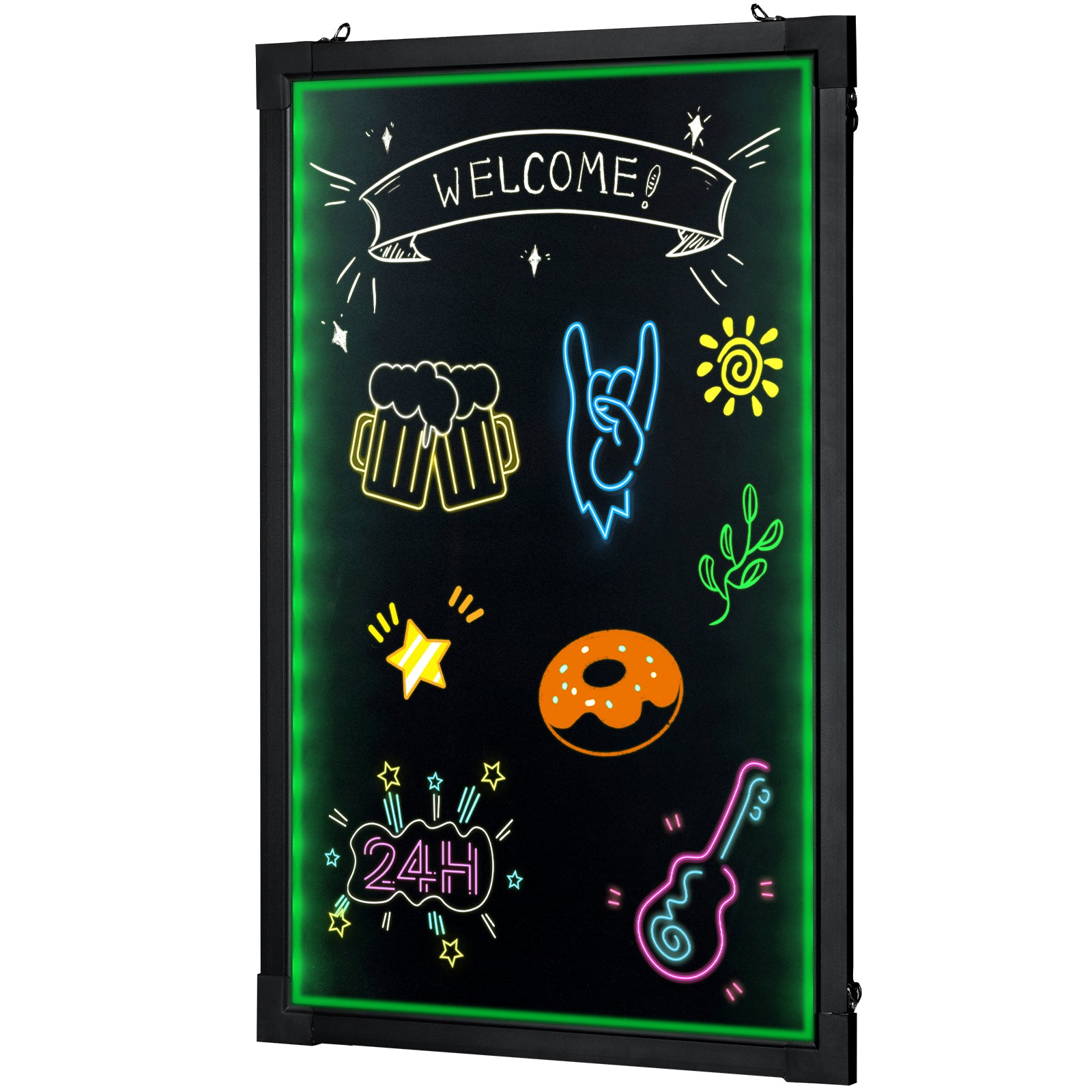 LED Message Writing Board, 16"x12" Illuminated Erasable Lighted Chalkboard, Neon Effect Menu Sign Board, Drawing Board with 8 Fluorescent Chalk Markers and Remote Control, for Home Wedding Shop