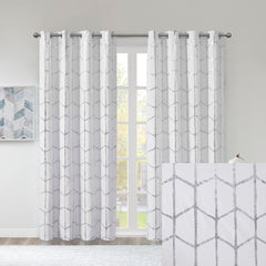 Total Blackout Metallic Print Grommet Top Curtain Panel(Only 1 Pc Panel)