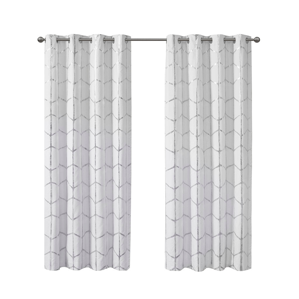 Total Blackout Metallic Print Grommet Top Curtain Panel(Only 1 Pc Panel)