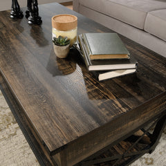 Lift-Top Coffee Table with Industrial Style, Brown finish