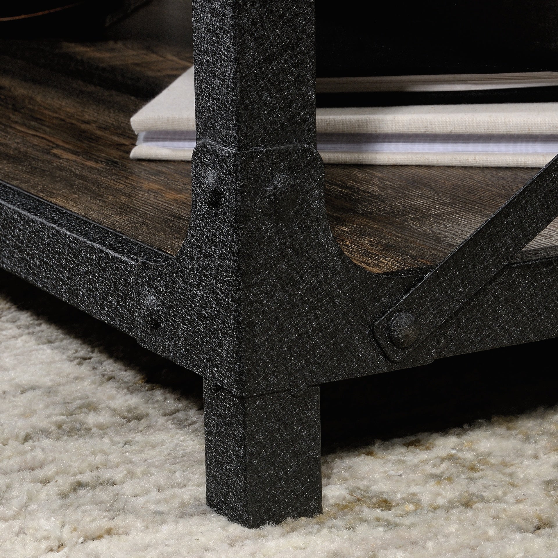 Lift-Top Coffee Table with Industrial Style, Brown finish
