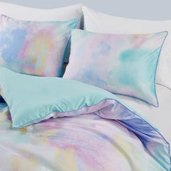 King/Cal King Watercolor Tie Dye Printed Comforter Set with Throw Pillow