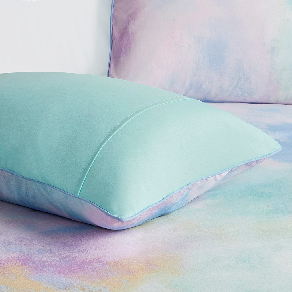 King/Cal King Watercolor Tie Dye Printed Comforter Set with Throw Pillow