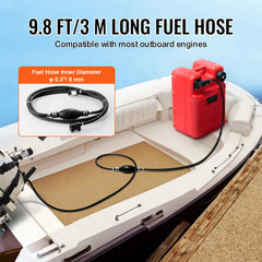 Marine Fuel Tank, 6.34 Gallon/24L, Portable Boat Fuel Gas Tank for Outboard Engine Boats, Plastic Outboard Marine Boat Fuel Tank with Hose, Easy to Carry for Yacht, Fishing Boat, Deck Boat, Red