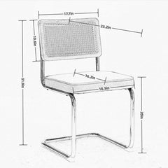 Mid Century Modern Dining Chairs Set of 2, Velvet Accent Chairs with Natural Cane Back & Stainless Chrome Base, Famous Breuer Designed Chairs, Upholstered Rattan Kitchen Chairs,Olive-Green
