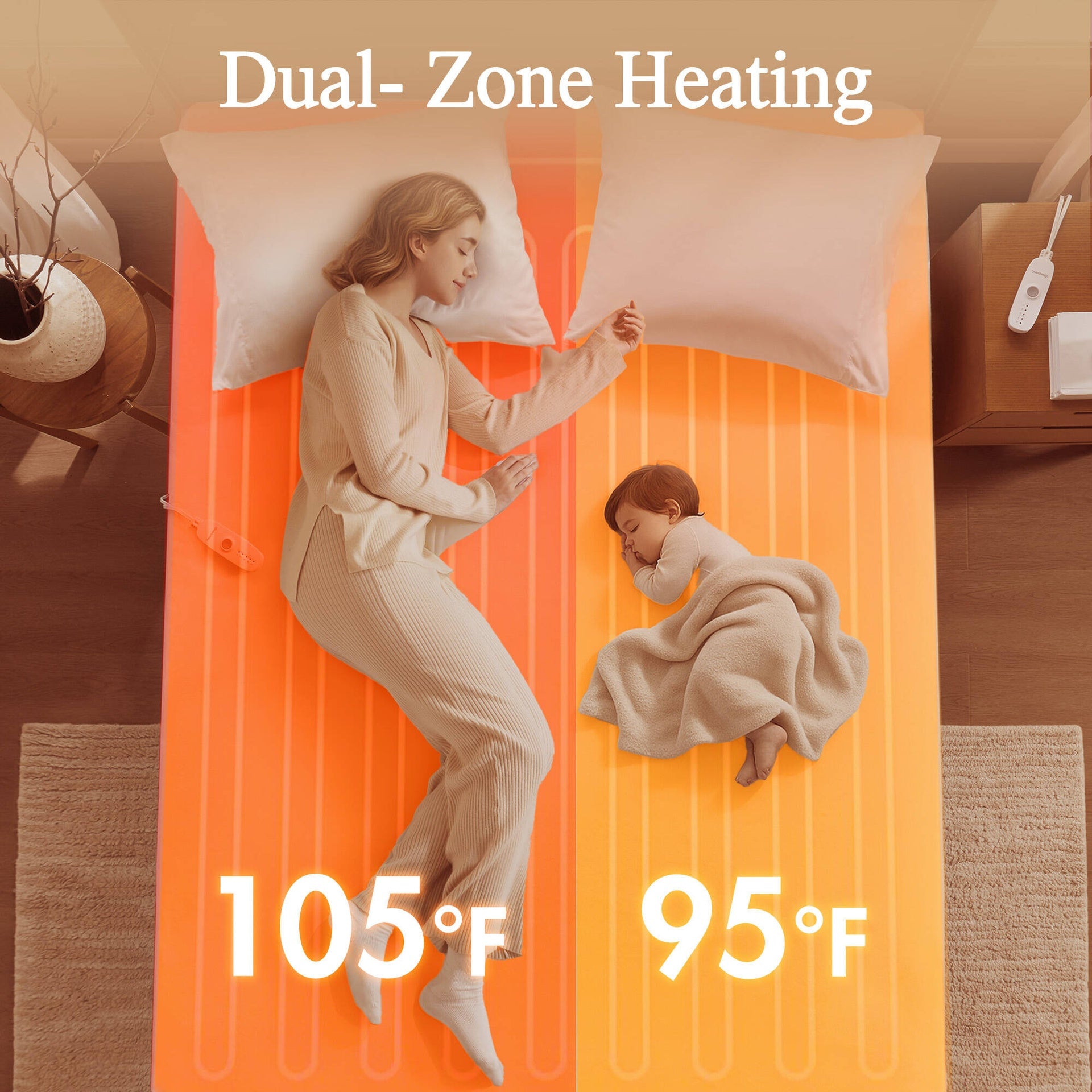 1-Piece King Heated Mattress Pad,White