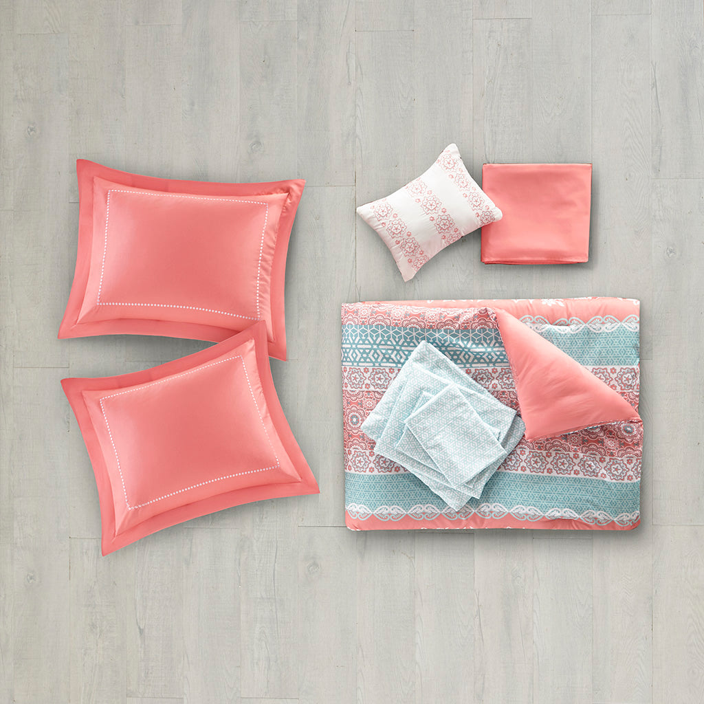Twin Boho Comforter Set with Bed Sheets
