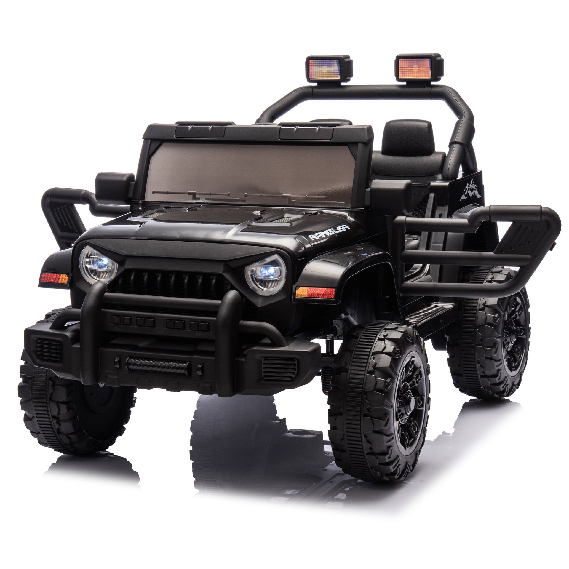 12V Kids Ride On Electric Car W/Parents Control,Dual drive, Four-wheel Suspension,With music,Bluetooth,MP3,USB,with headlights, steering wheel quick release,Slow start for Kids Aged 2-4.