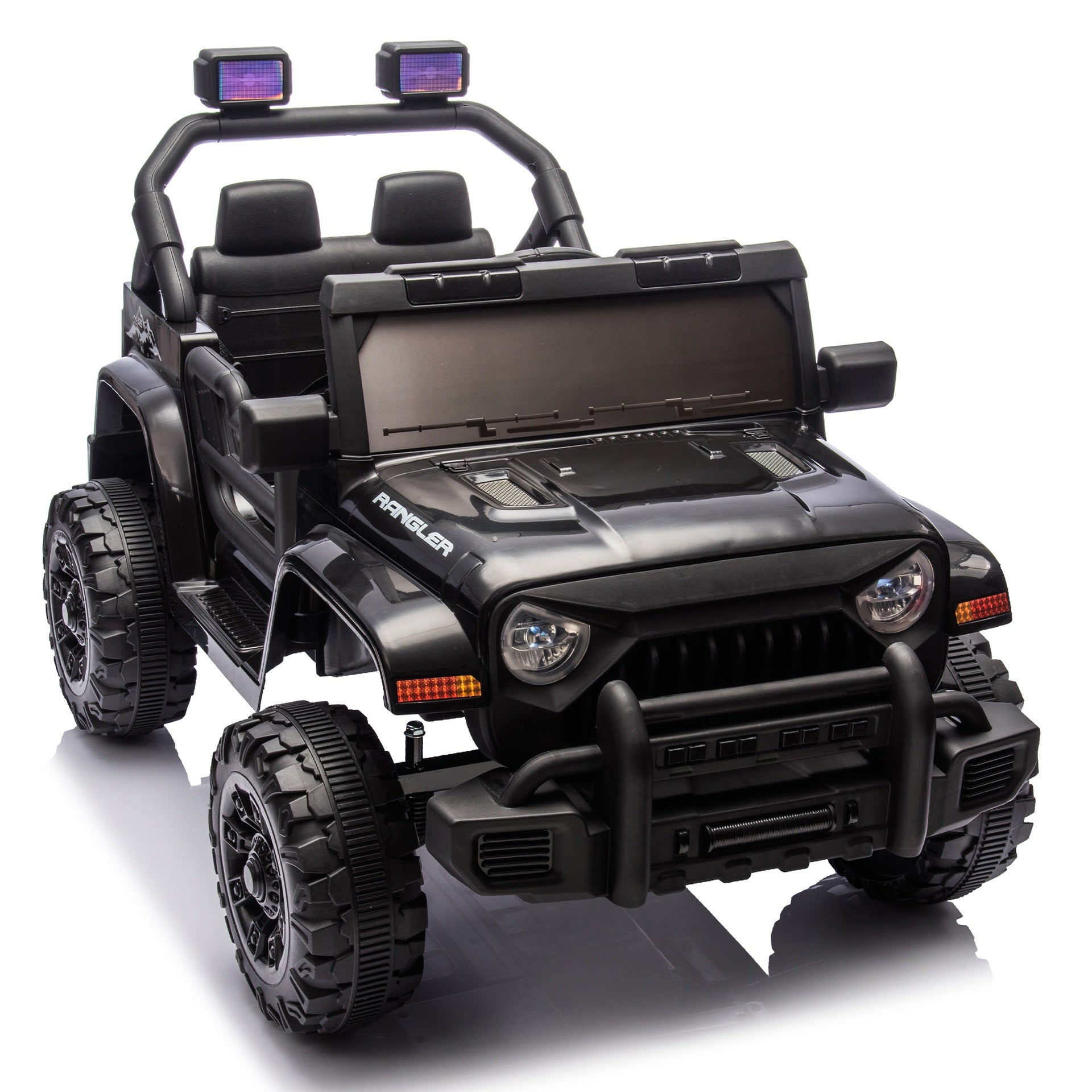 12V Kids Ride On Electric Car W/Parents Control,Dual drive, Four-wheel Suspension,With music,Bluetooth,MP3,USB,with headlights, steering wheel quick release,Slow start for Kids Aged 2-4.
