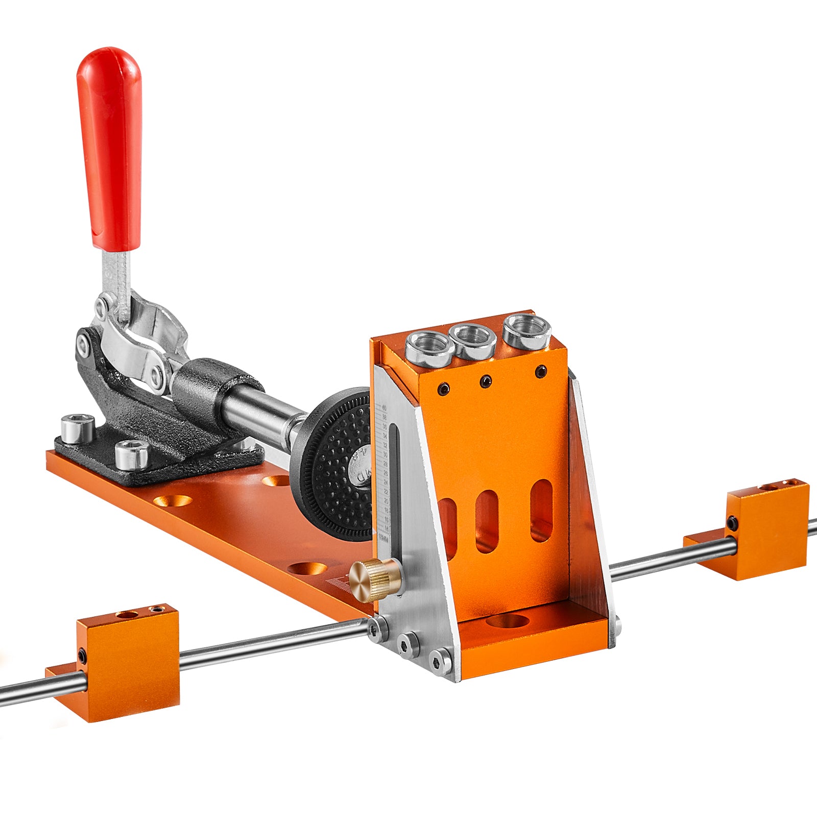 Pocket Hole Jig Kit, 34 Pcs Pocket Hole Jig System with 11" C-clamp,  Fixture, Step Drills, Wrenches, Drill Stop Rings, Square Drive Bits, Toolbox, Adjustable, for DIY Carpentry Projects