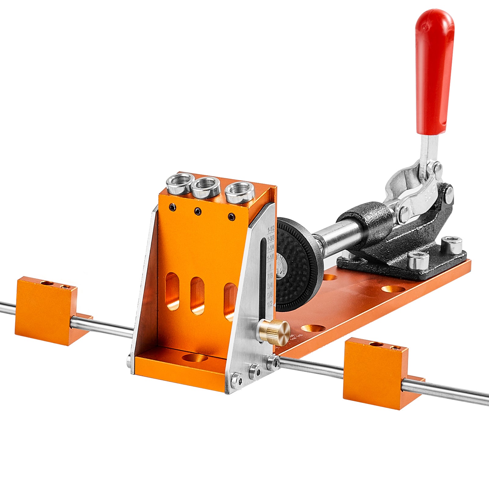 Pocket Hole Jig Kit, 34 Pcs Pocket Hole Jig System with 11" C-clamp,  Fixture, Step Drills, Wrenches, Drill Stop Rings, Square Drive Bits, Toolbox, Adjustable, for DIY Carpentry Projects