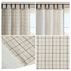 Plaid Faux Leather Tab Top Curtain Panel with Fleece Lining(Only 1 Pc Panel)
