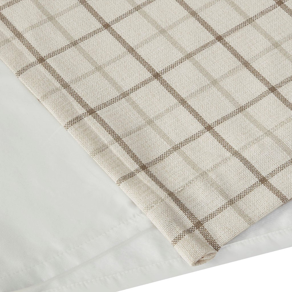 Plaid Faux Leather Tab Top Curtain Panel with Fleece Lining(Only 1 Pc Panel)