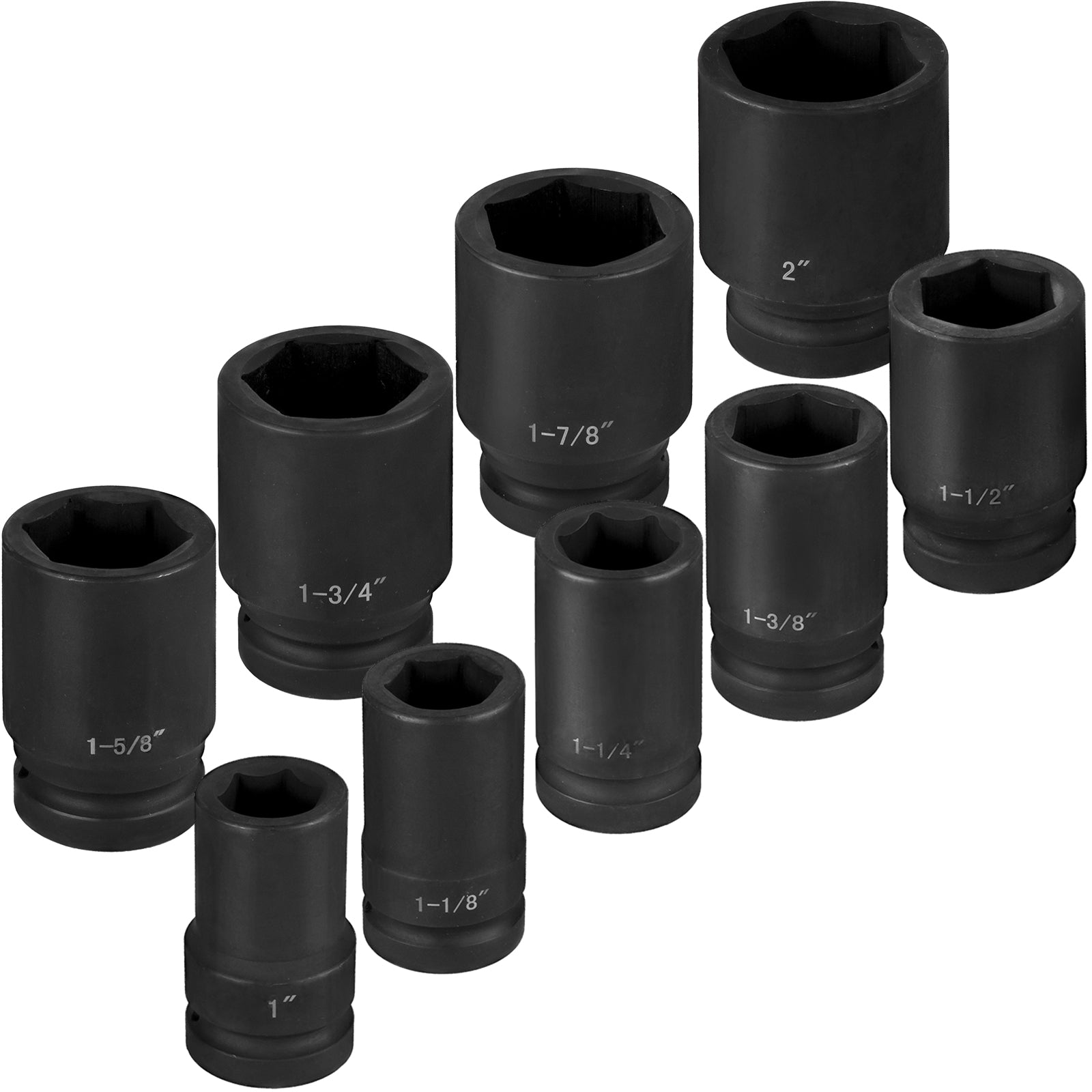 Impact Socket Set 1/2 Inches 19 Piece Impact Sockets, Standard Socket Assortment, 1/2 Inches Drive Socket Set Impact Standard SAE (3/8 Inches to 1-1/2 Inches) 6-point Hex Sockets