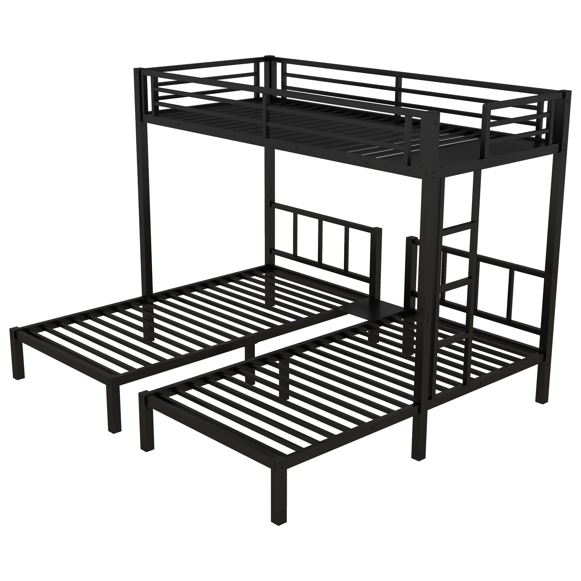 Twin over Twin & Twin Bunk Beds for 3, Twin XL over Twin & Twin Bunk Bed Metal Triple Bunk Bed, Black