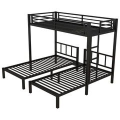Twin over Twin & Twin Bunk Beds for 3, Twin XL over Twin & Twin Bunk Bed Metal Triple Bunk Bed, Black