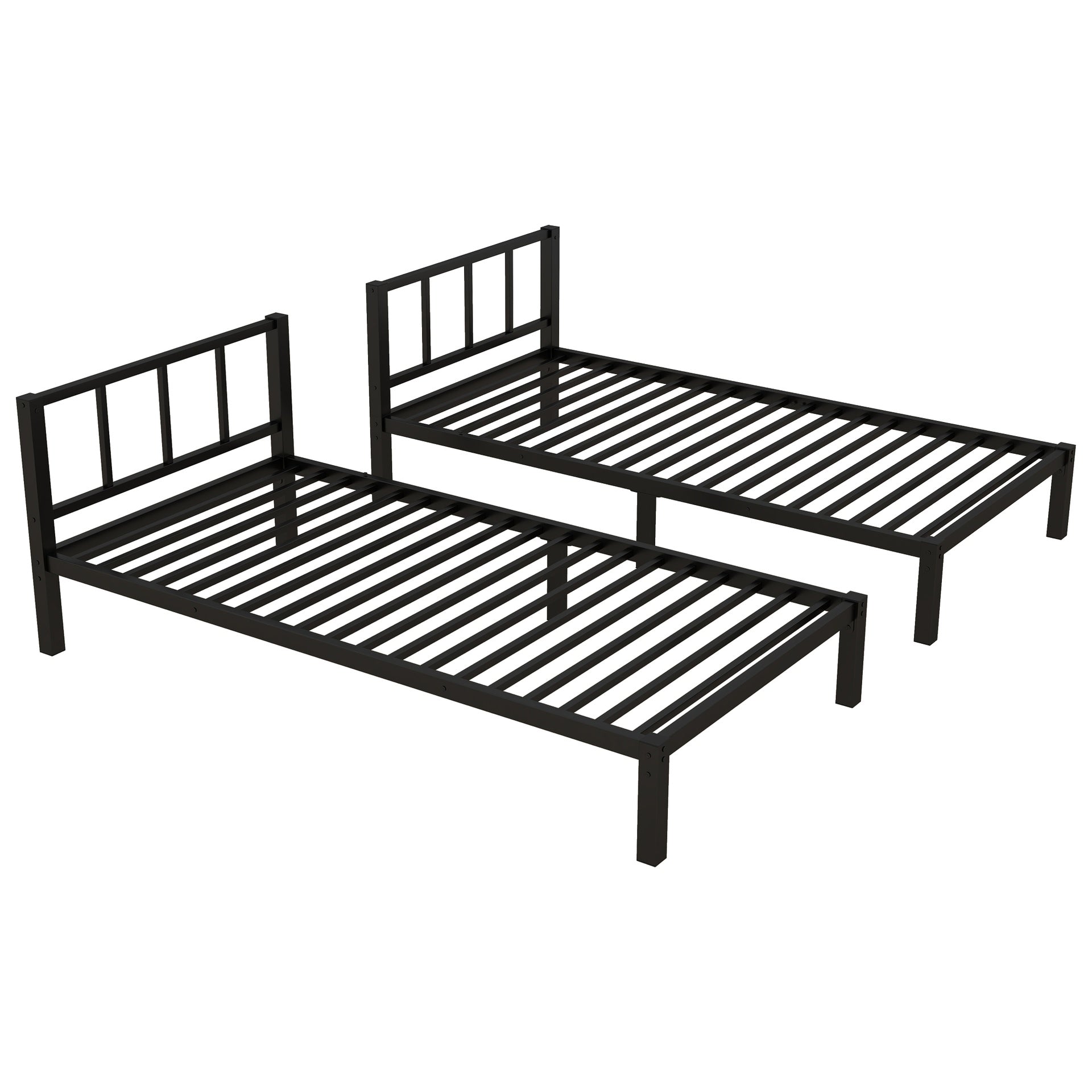 Twin over Twin & Twin Bunk Beds for 3, Twin XL over Twin & Twin Bunk Bed Metal Triple Bunk Bed, Black