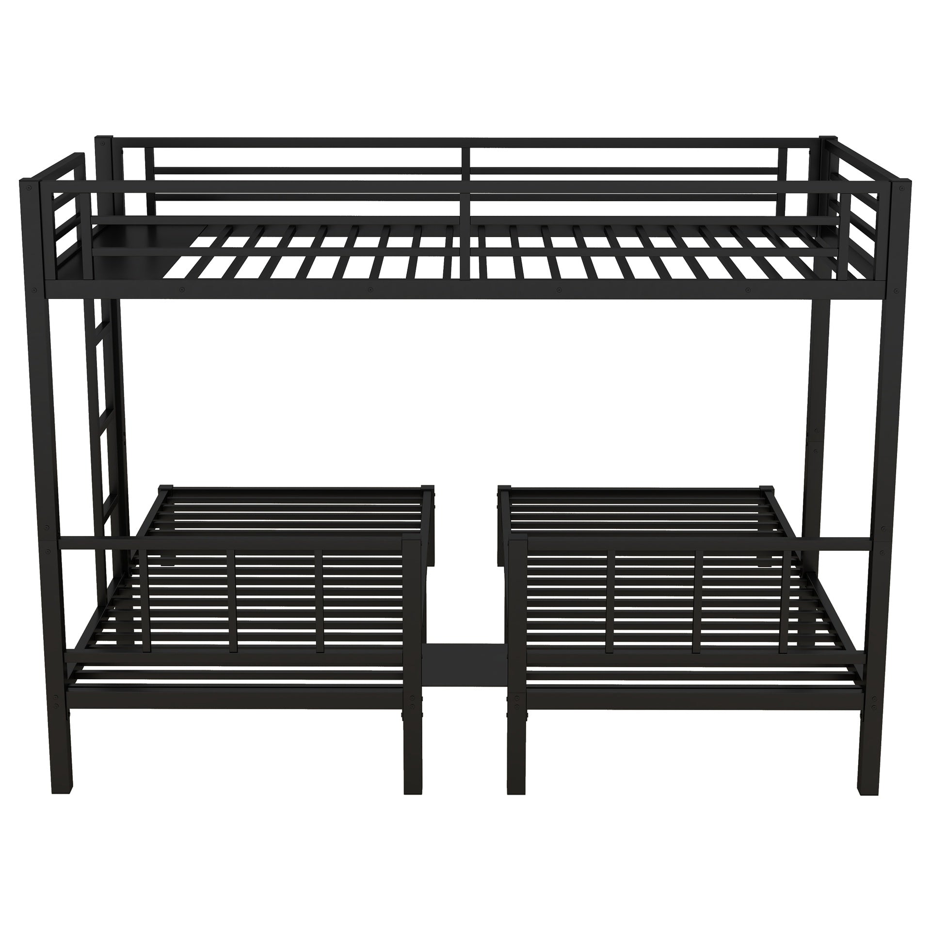 Twin over Twin & Twin Bunk Beds for 3, Twin XL over Twin & Twin Bunk Bed Metal Triple Bunk Bed, Black