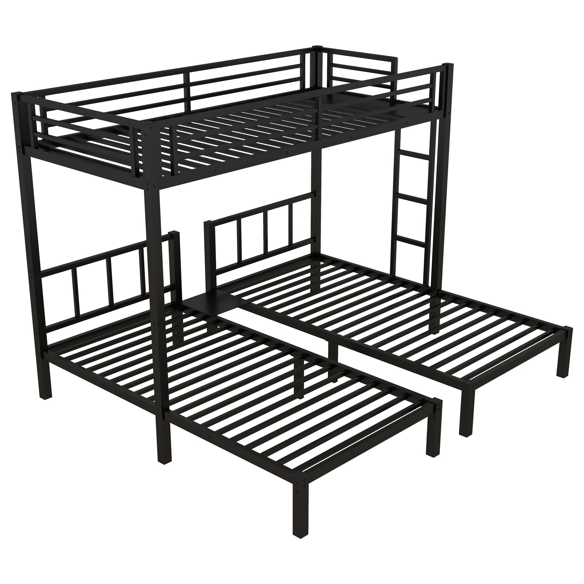 Twin over Twin & Twin Bunk Beds for 3, Twin XL over Twin & Twin Bunk Bed Metal Triple Bunk Bed, Black