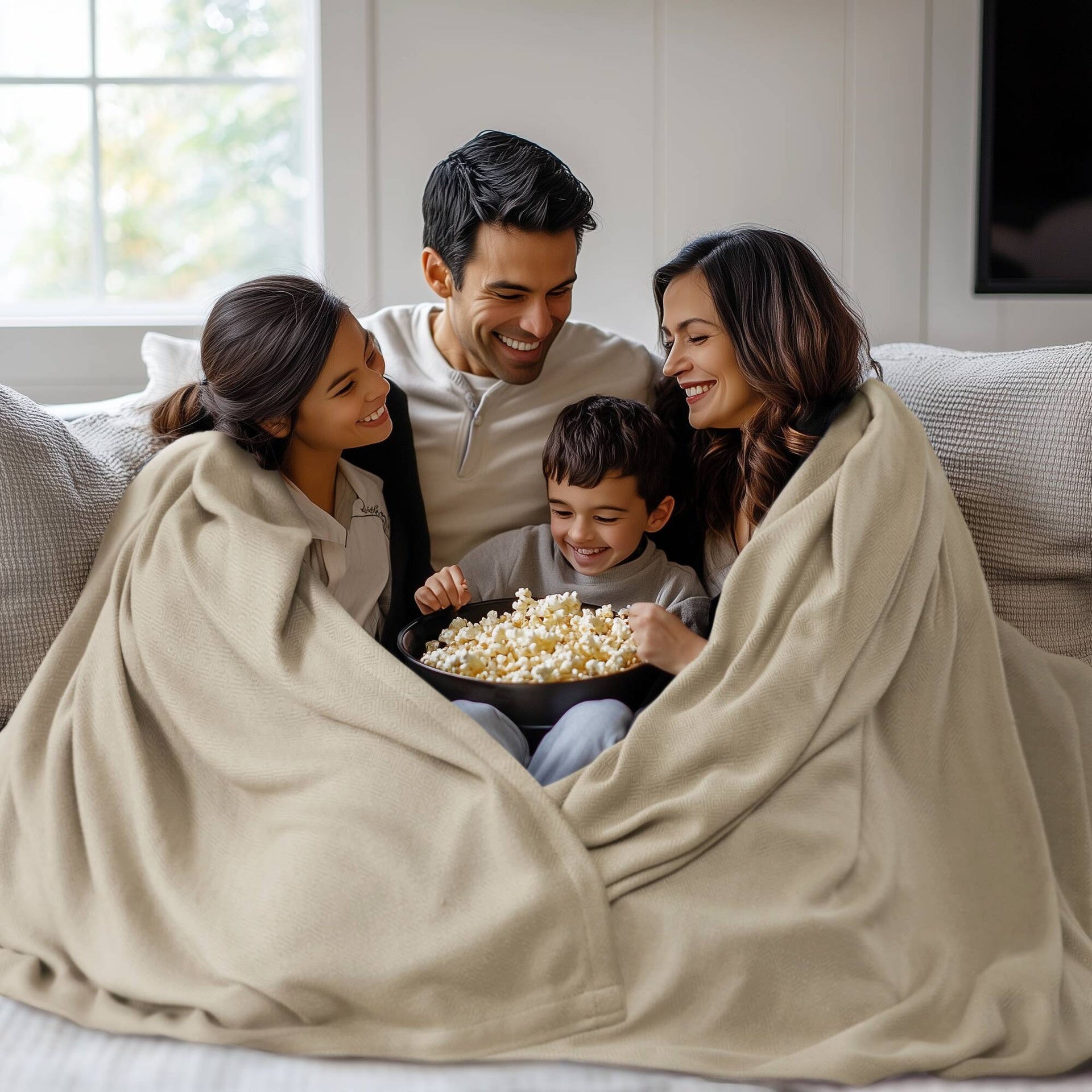 1-Piece King Rayon from Bamboo Cotton Blanket, Khaki
