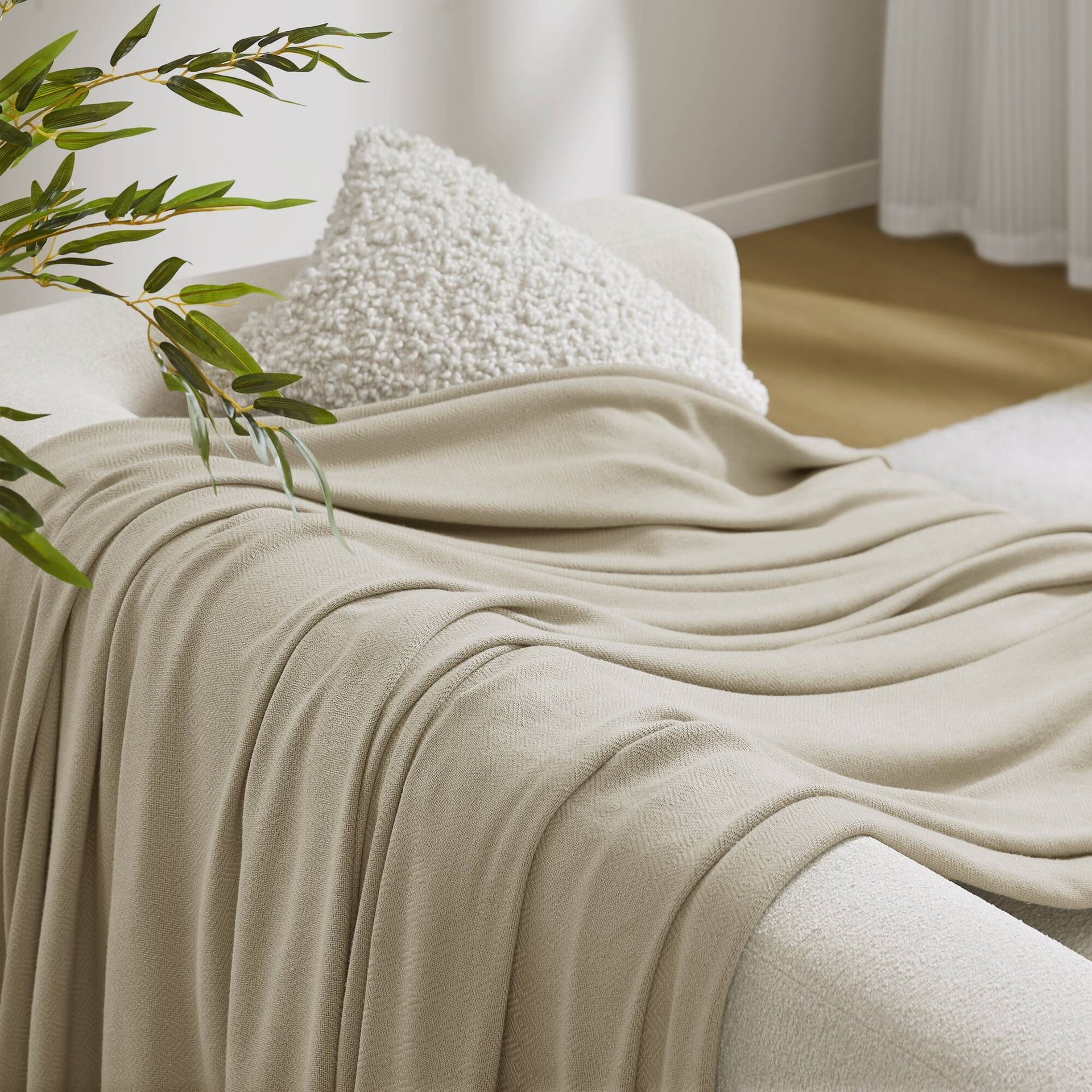 1-Piece King Rayon from Bamboo Cotton Blanket, Khaki