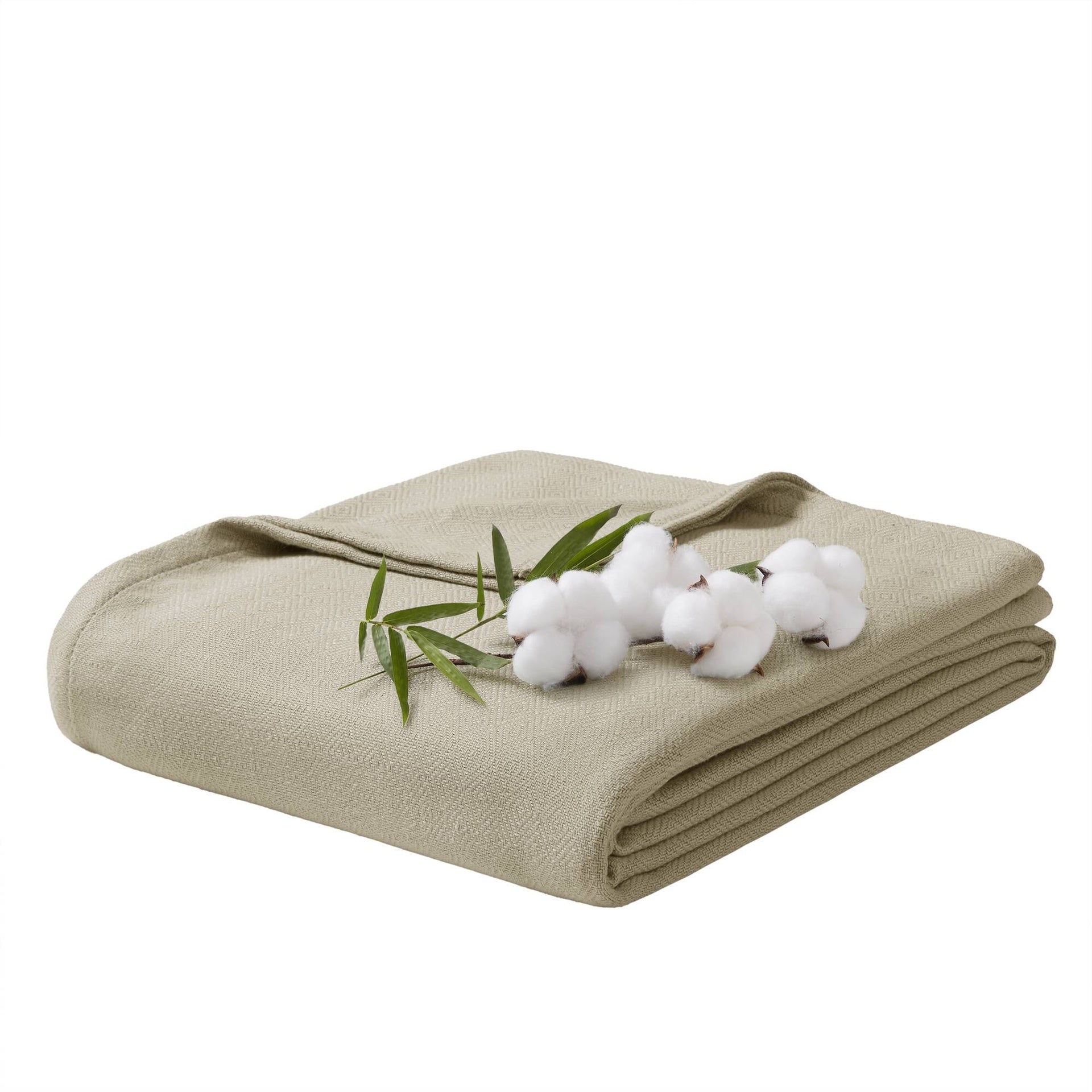 1-Piece King Rayon from Bamboo Cotton Blanket, Khaki