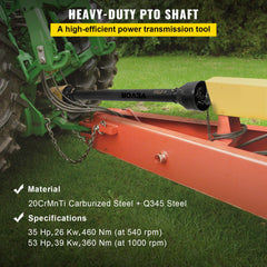 PTO Shaft 1 3/8" PTO Drive Shaft, 6 Spline End Round End PTO Driveline Shaft, Series 4 Tractor PTO Shaft, 39"-55" Brush Hog PTO Shaft, Black PTO Shaft for Bush Hog/Finish Mower/Rotary Cutter