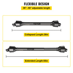 PTO Shaft 1 3/8" PTO Drive Shaft, 6 Spline End Round End PTO Driveline Shaft, Series 4 Tractor PTO Shaft, 39"-55" Brush Hog PTO Shaft, Black PTO Shaft for Bush Hog/Finish Mower/Rotary Cutter