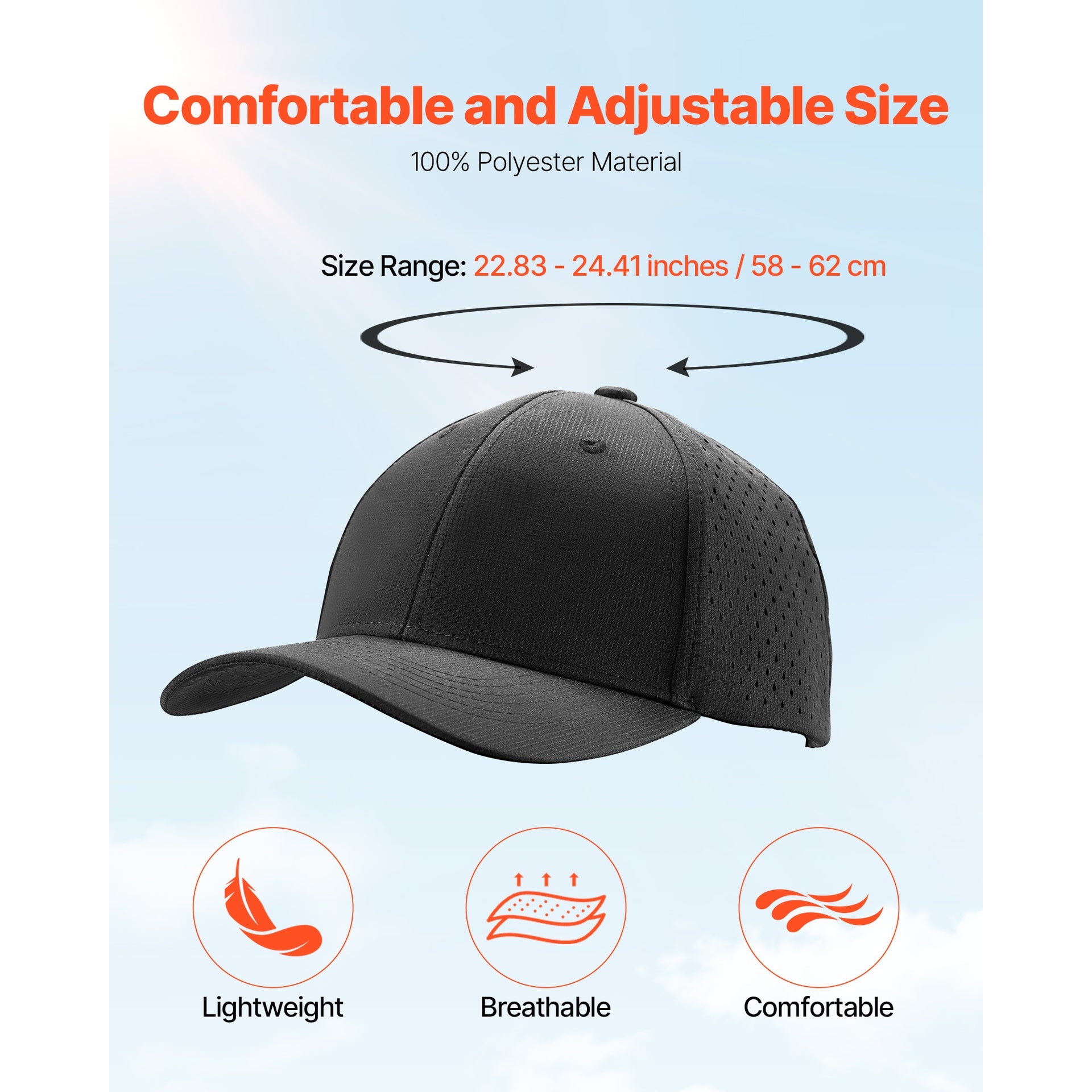 Baseball Cap Summer Thin Plain Baseball Hat with Breathable Fabric 1 Pc