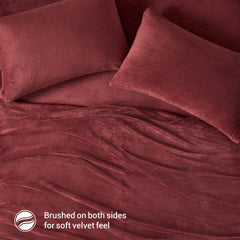 3 PCS Twin Micro Plush Sheet Set Burgundy