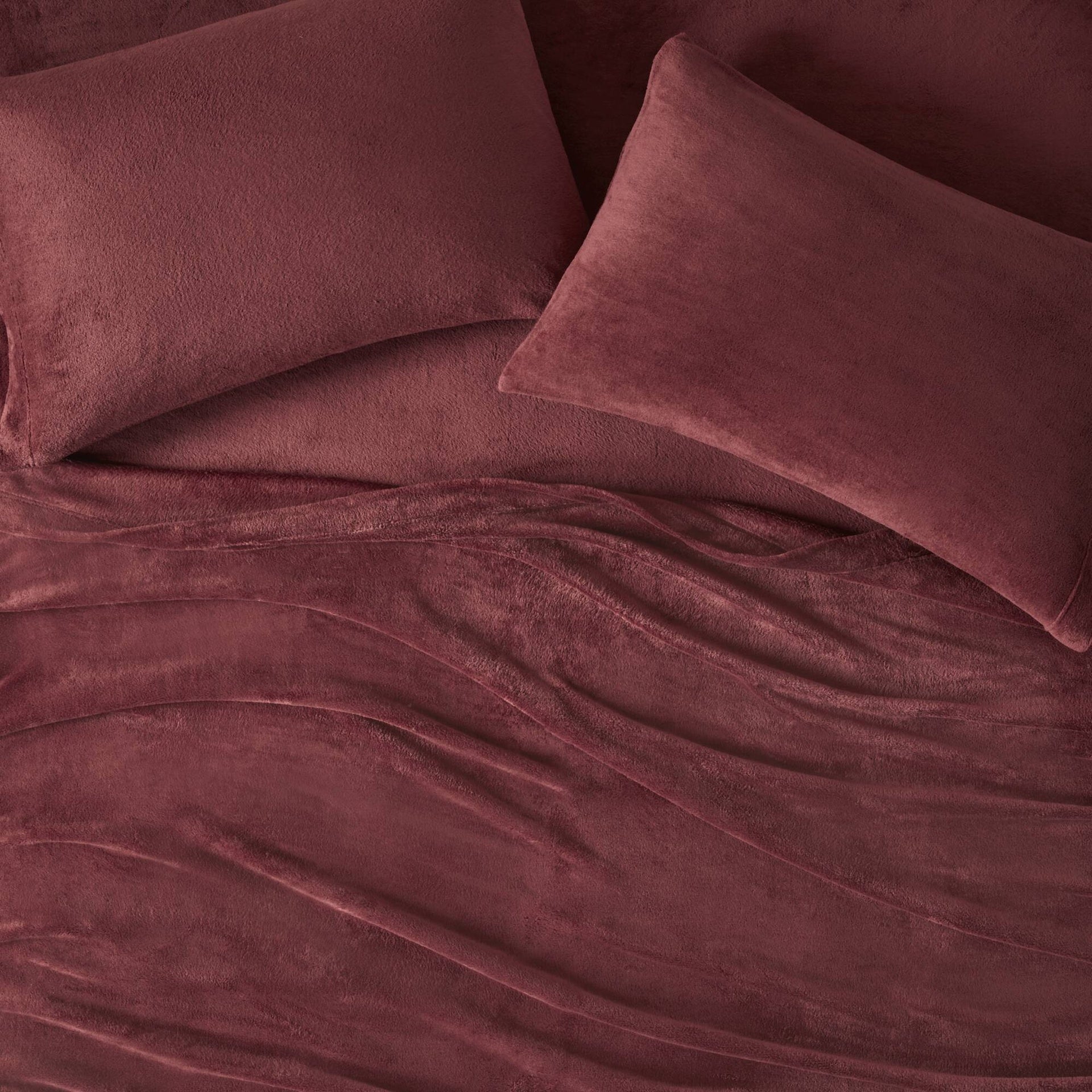 3 PCS Twin Micro Plush Sheet Set Burgundy