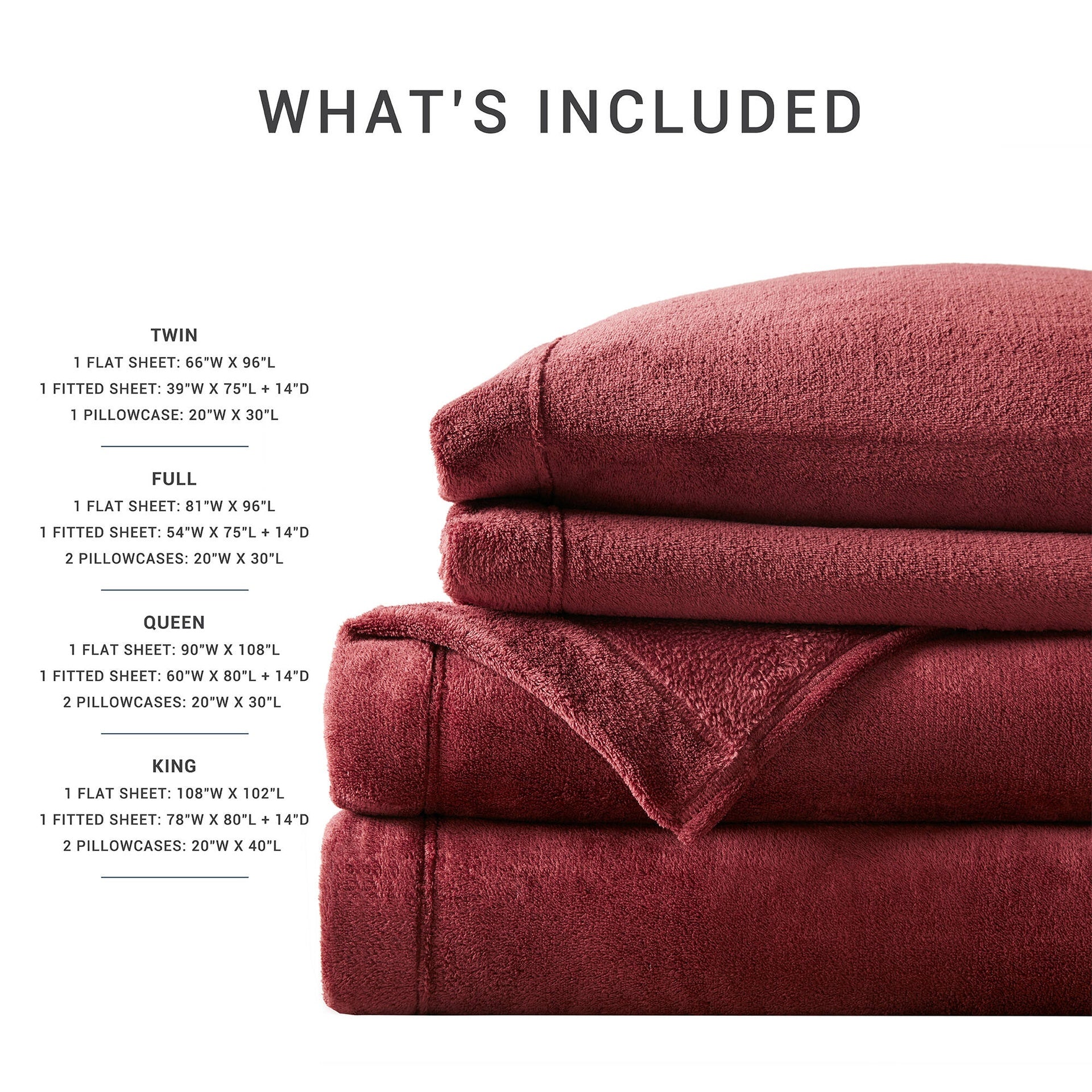 3 PCS Twin Micro Plush Sheet Set Burgundy