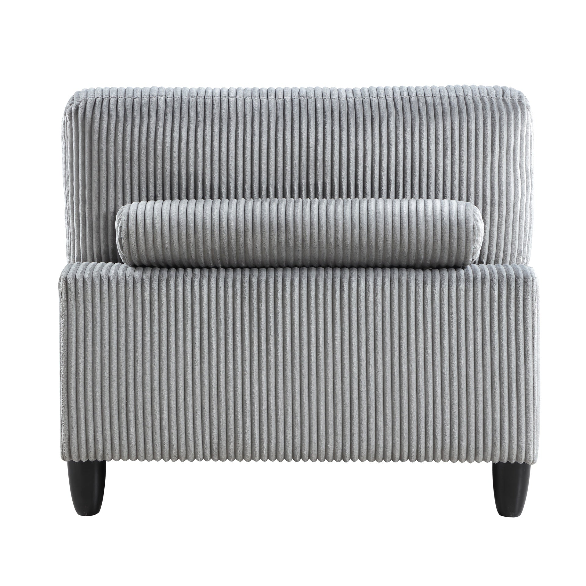 Living Room Furniture Armless Chair Gray Corduroy Upholstery 1pc Armless Chair Soft Cushion Solid Wood Legs