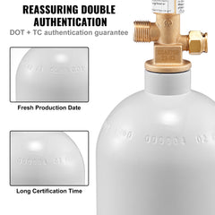 5 Lbs CO2 Tank Aluminum Gas Cylinder, Brand New CO2 Cylinder with Gray Spray Coating, CO2 Tank with CGA320 Valve, For Draft Soda Beer