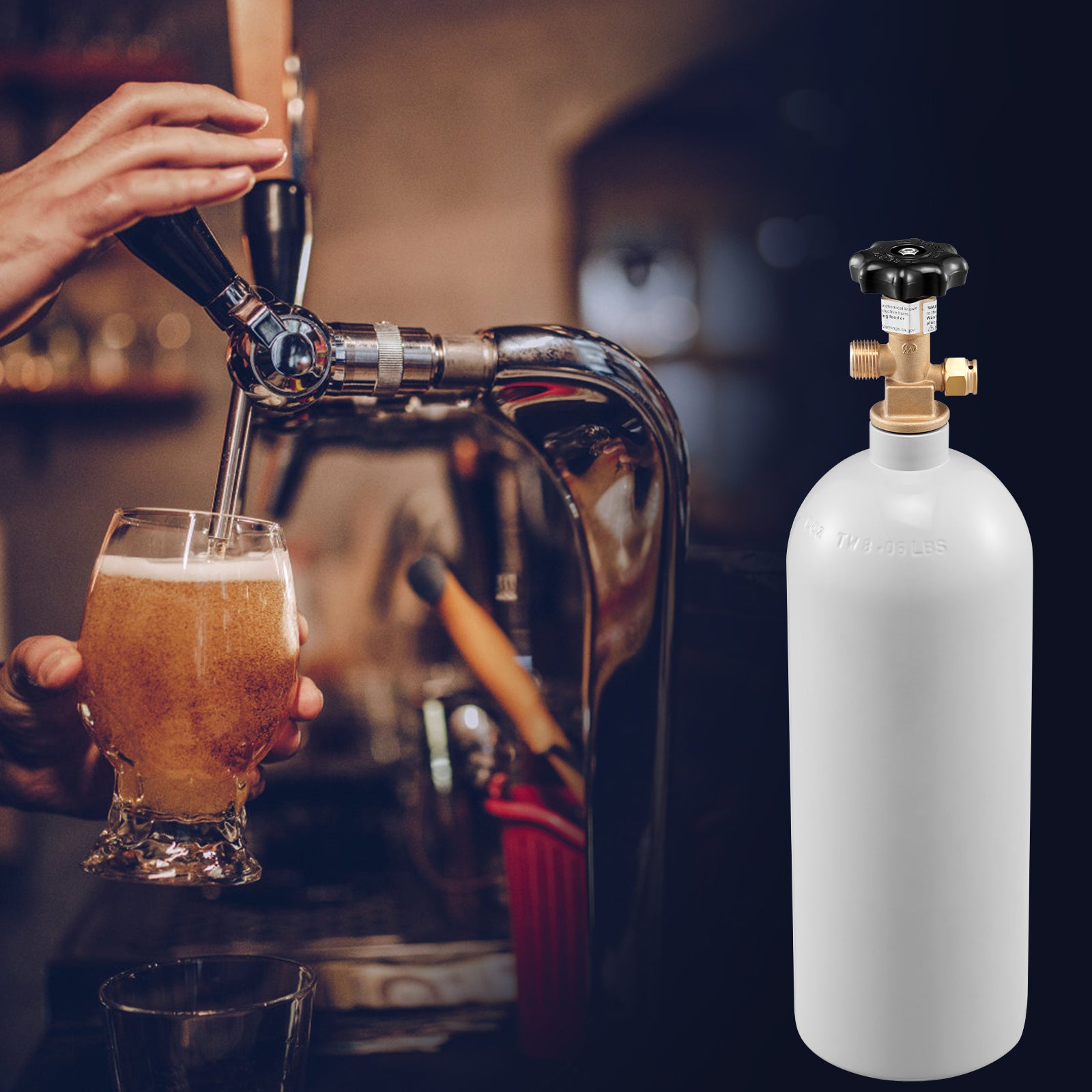 5 Lbs CO2 Tank Aluminum Gas Cylinder, Brand New CO2 Cylinder with Gray Spray Coating, CO2 Tank with CGA320 Valve, For Draft Soda Beer
