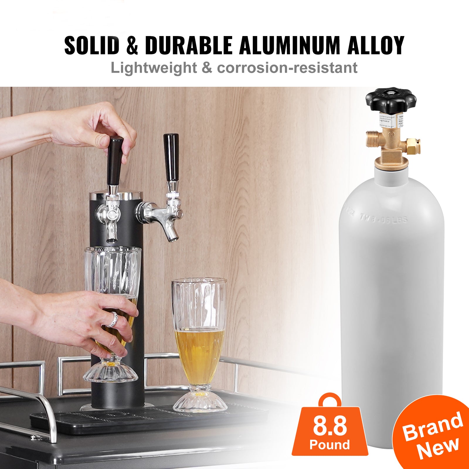 5 Lbs CO2 Tank Aluminum Gas Cylinder, Brand New CO2 Cylinder with Gray Spray Coating, CO2 Tank with CGA320 Valve, For Draft Soda Beer