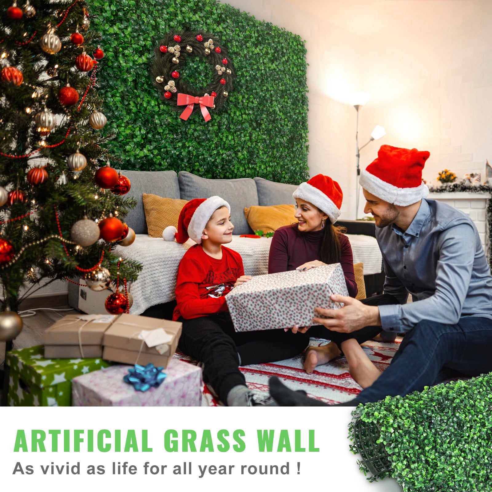 12PCS 20x20inch Artificial Boxwood Panels,Boxwood Hedge Wall Panels,Artificial Grass Backdrop Wall 1.6",Privacy Hedge Screen UV Protected for Outdoor Indoor Garden Fence Backyard