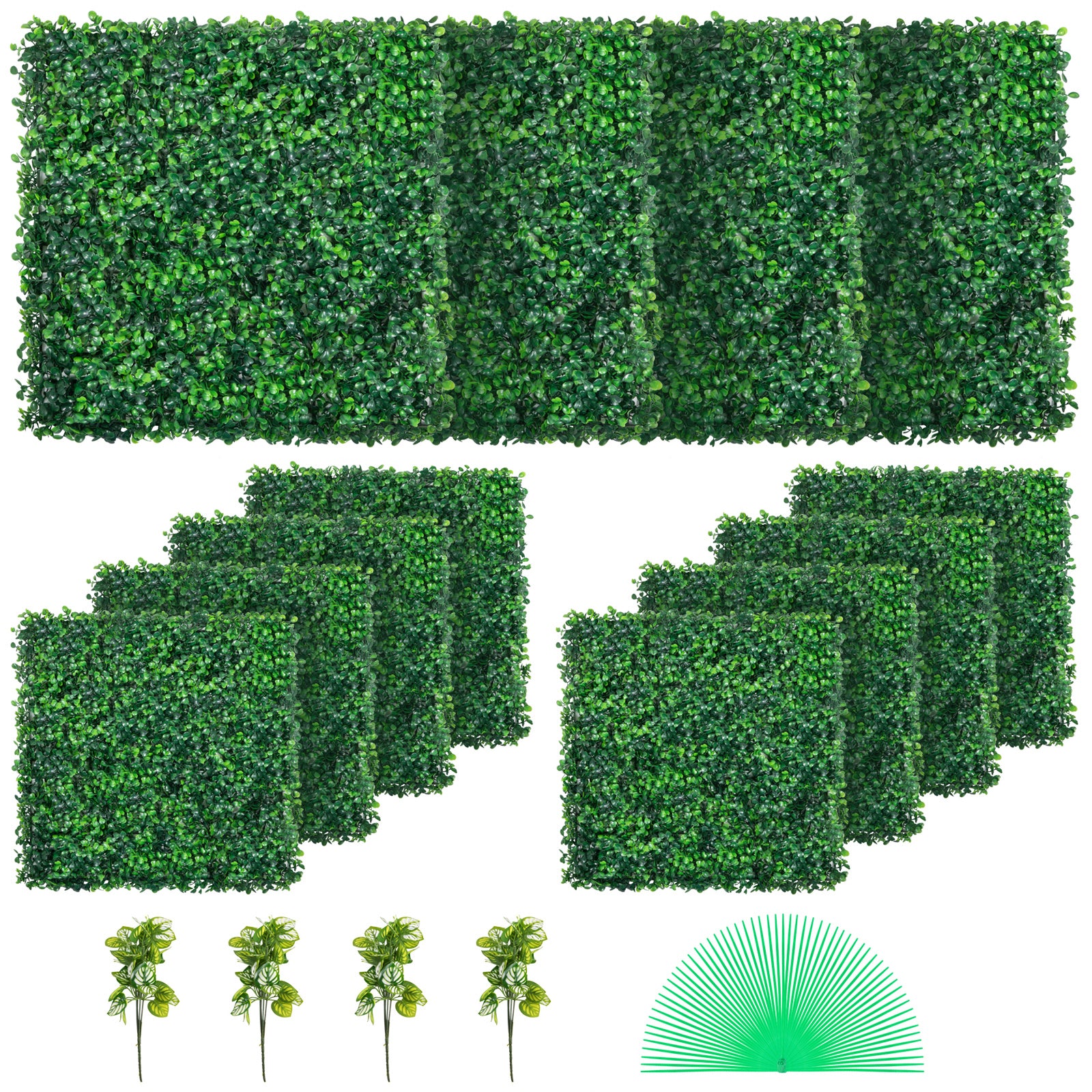 12PCS 20x20inch Artificial Boxwood Panels,Boxwood Hedge Wall Panels,Artificial Grass Backdrop Wall 1.6",Privacy Hedge Screen UV Protected for Outdoor Indoor Garden Fence Backyard