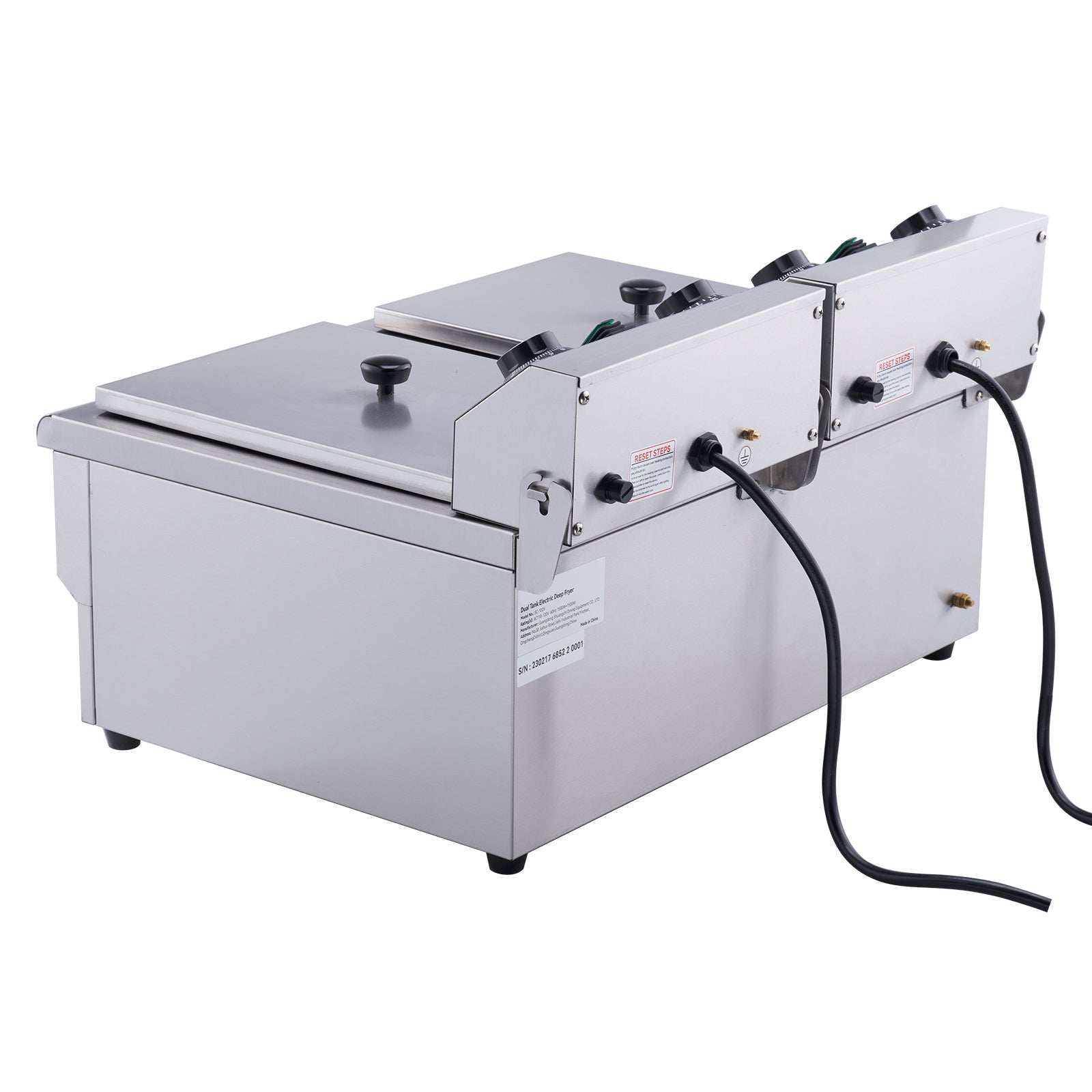 Commercial Electric Deep Fryer Countertop Deep Fryer with Dual Tanks 3000W
