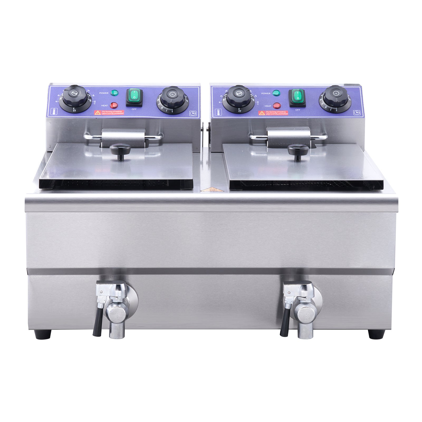 Commercial Electric Deep Fryer Countertop Deep Fryer with Dual Tanks 3000W