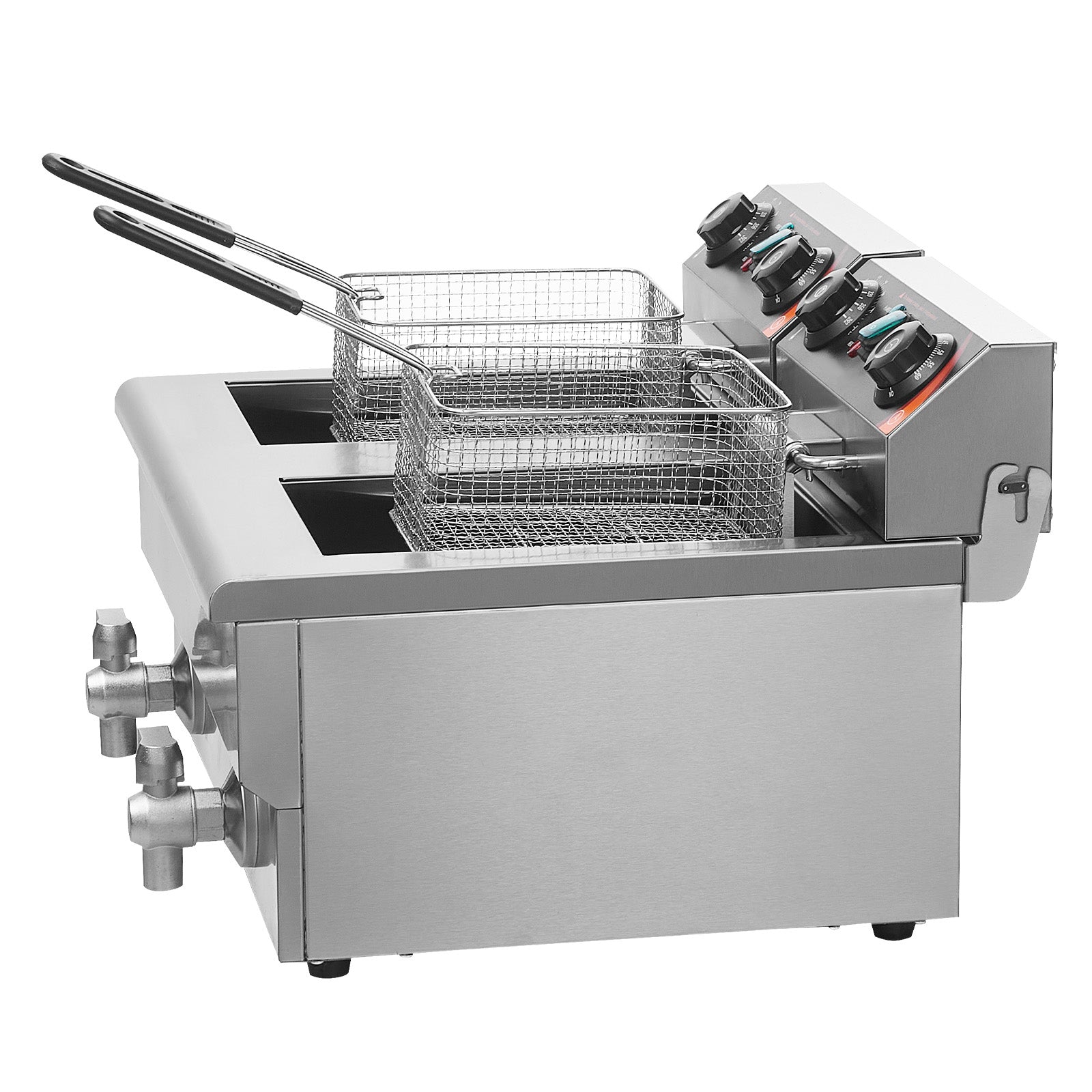 Commercial Electric Deep Fryer Countertop Deep Fryer with Dual Tanks 3000W