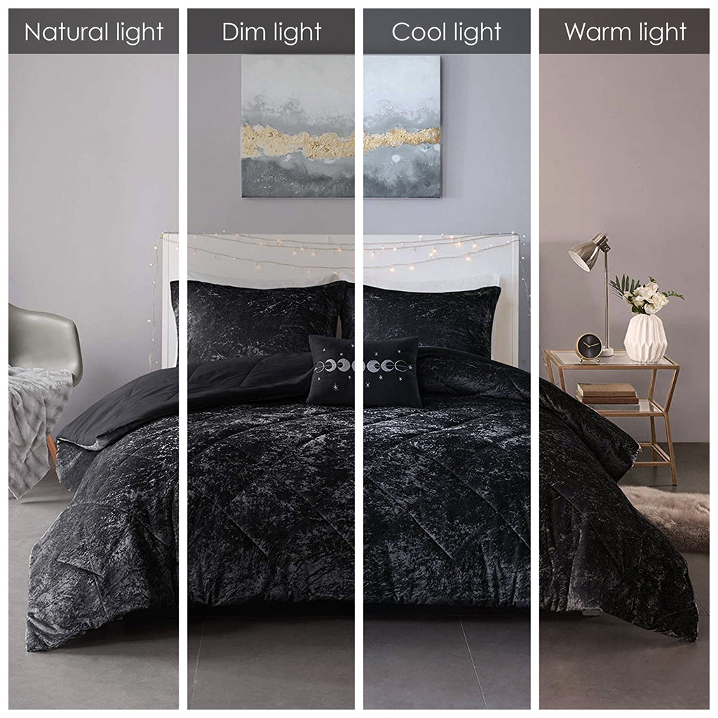 Full/Queen Velvet Comforter Set with Throw Pillow