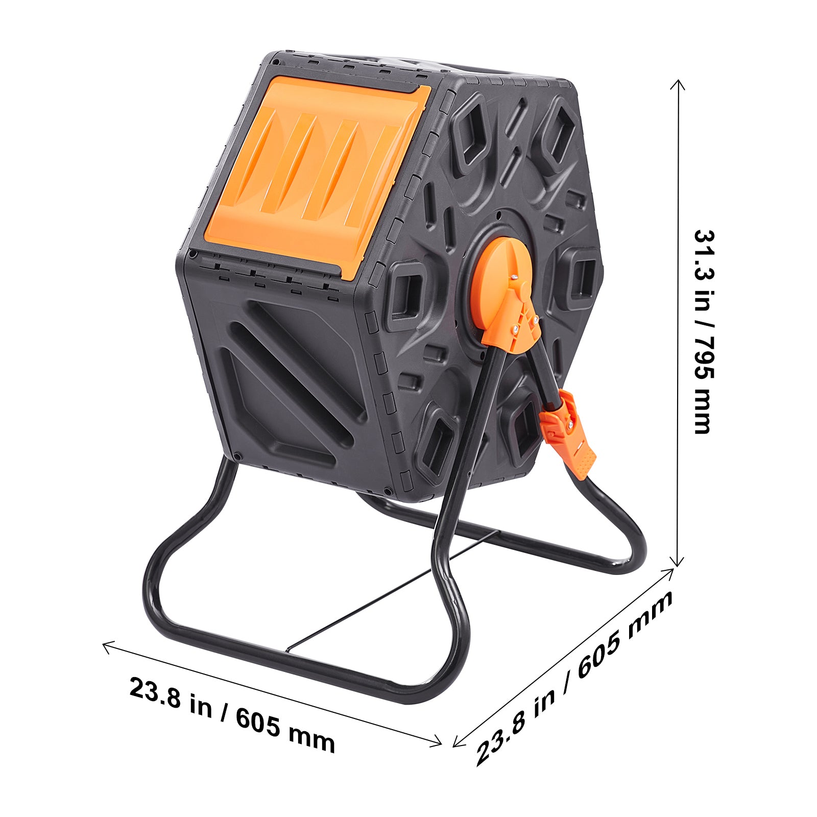 Compost Bin, 18.5-Gal Composting Tumbler, Compact Single Rotating Chamber with Sliding Door and Steel Frame, BPA Free  Small Composter Bin Tumbler for Garden, Kitchen, Yard, Outdoor