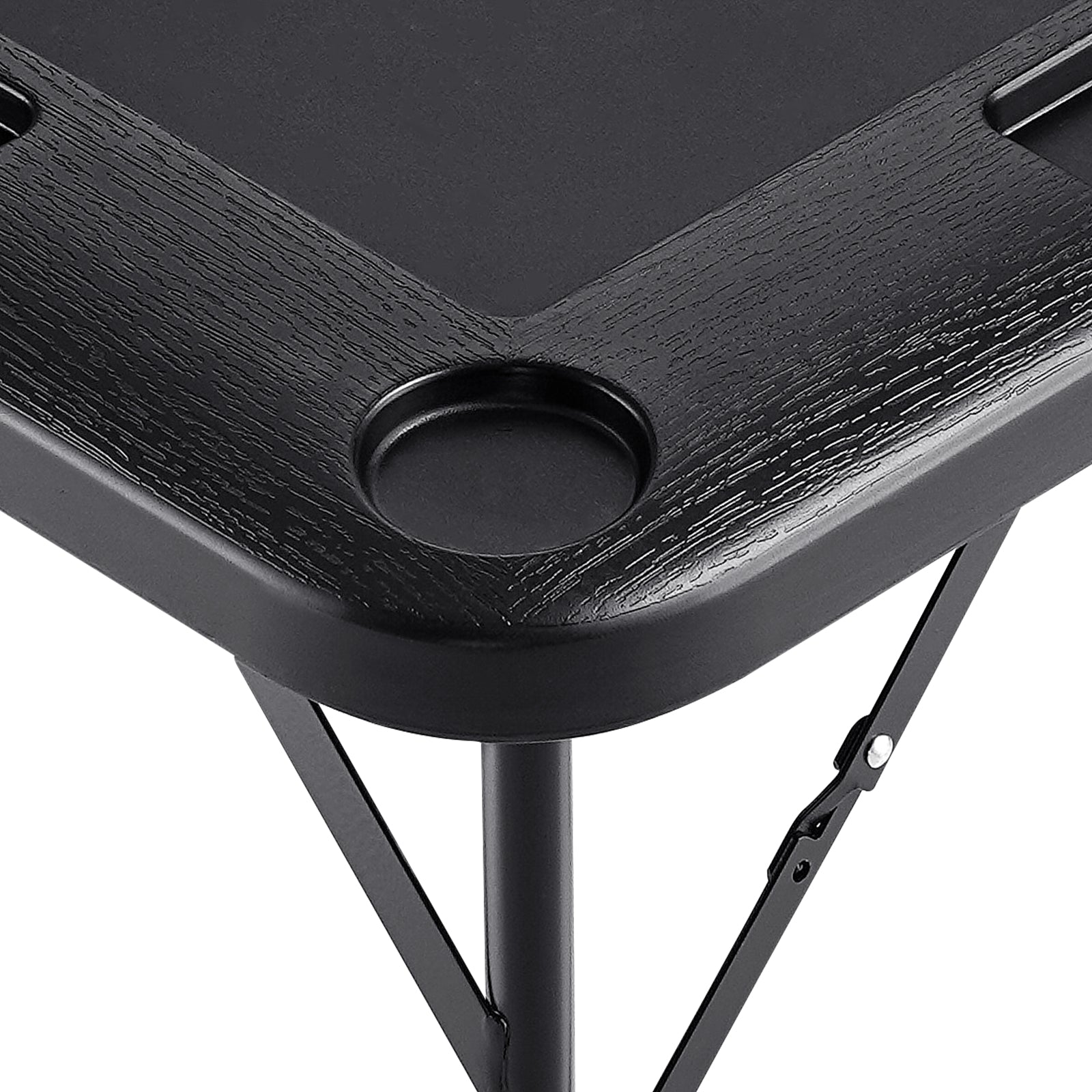 Mahjong Table 4 Player Folding Card Table & 4 Cup Holders Chip Trays Black