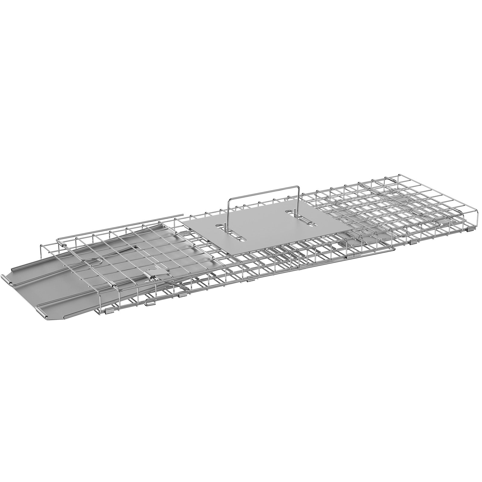 Live Animal Cage Trap, 24" x 8" x 8" Humane Cat Trap Galvanized Iron, Folding Animal Trap with Handle for Rabbits, Stray Cats, Squirrels, Raccoons, Groundhogs and Opossums