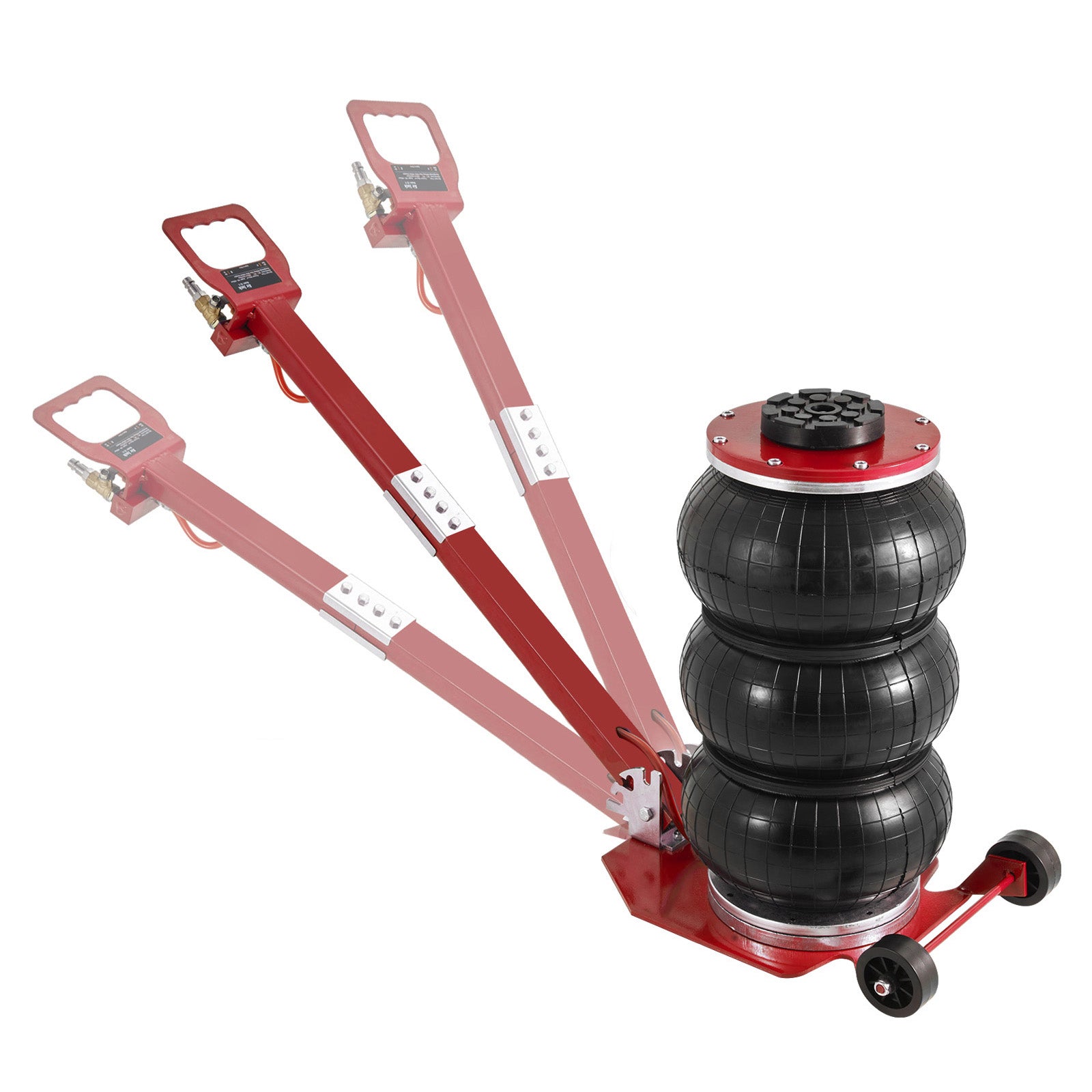 Air Jack, 3 Ton/6600 lbs Triple Bag Air Jack, Airbag Jack with Six Steel Pipes, Lift up to 17.7", 3-5 s Fast Lifting Pneumatic Jack, with Adjustable Long Handle for Cars, Garages, Repair (Red)